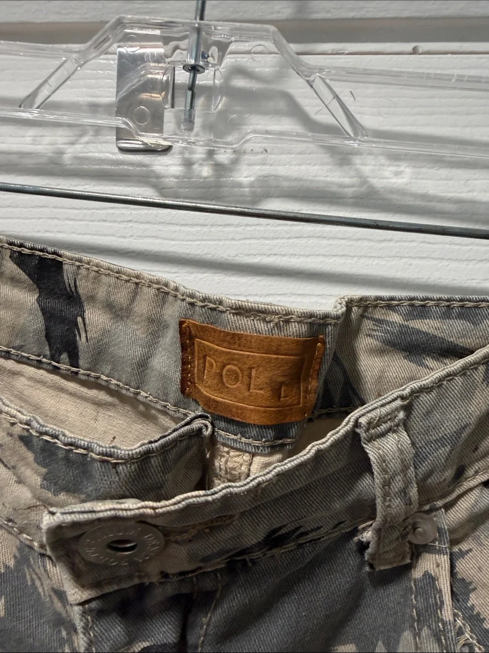 POL Distressed Wide-Leg Jeans with Gray Camouflage and Leopard Cuff - Picture 3 of 4